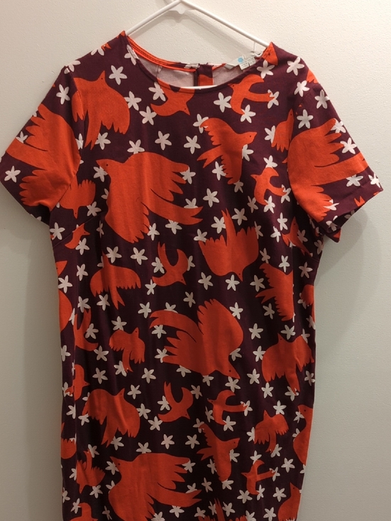 Boden Dresses & Skirts - Boden Short Sleeve Shift Dress in Burgundy with Red Bird Print, Women's US 18L